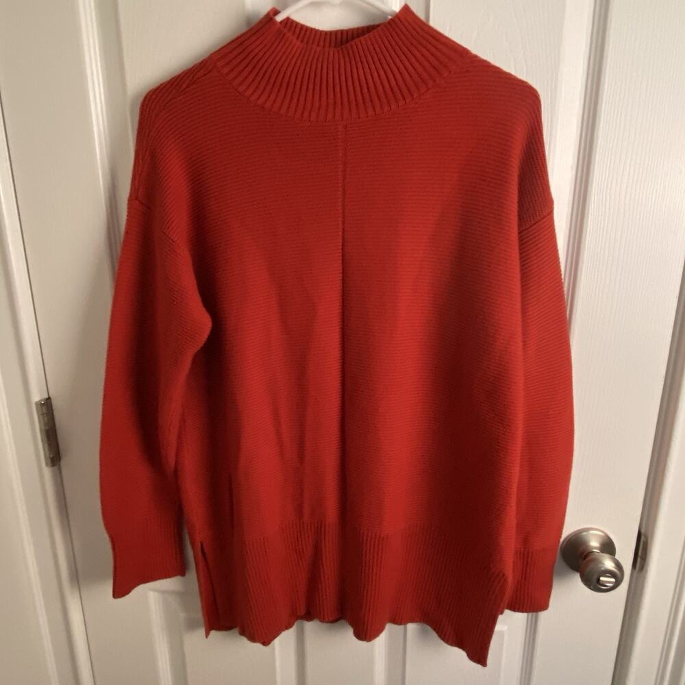 Talbots Sweater Womens Large High Neck Ribbed Pullover Fall Quiet Lux Minimalist